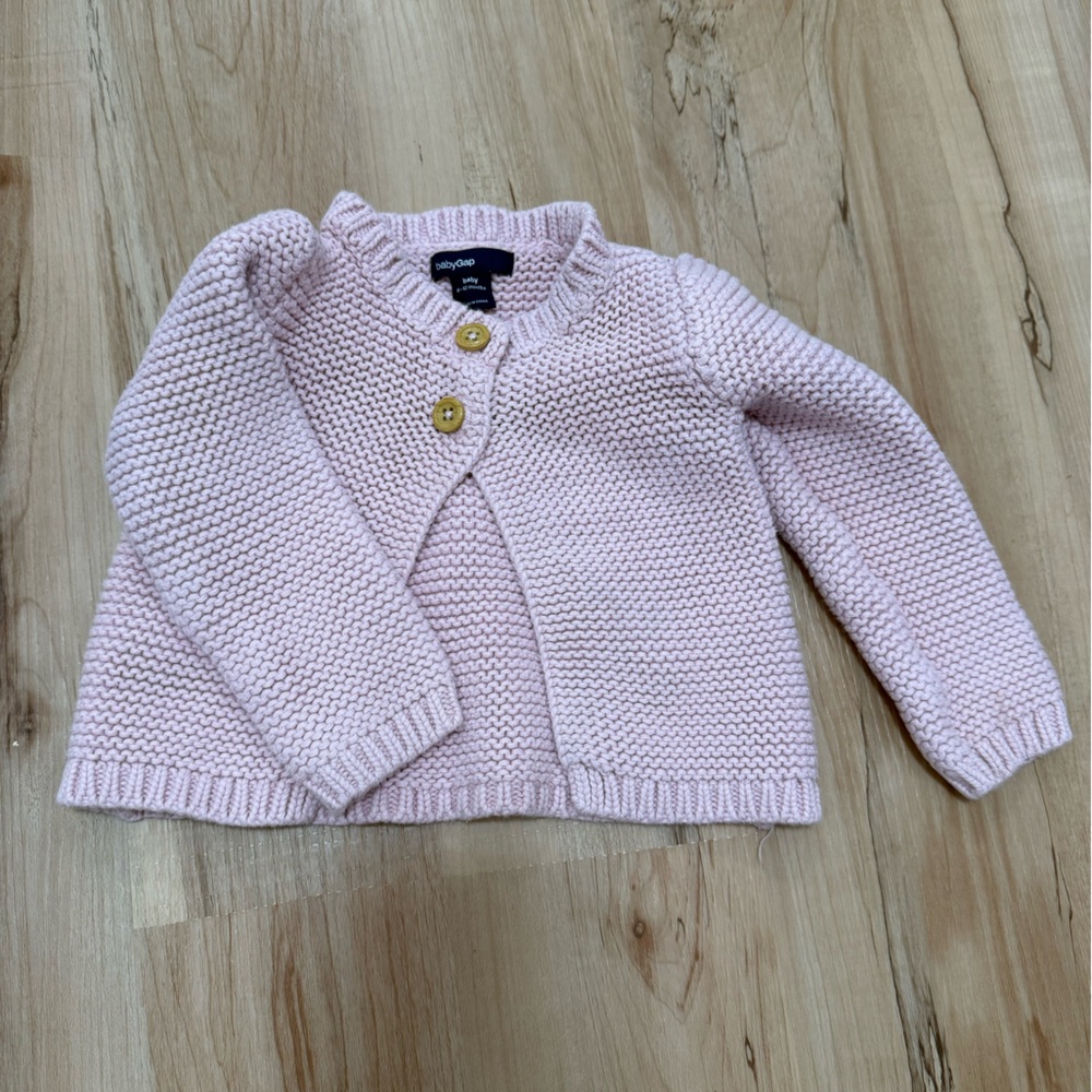 GAP Baby Light Pink Knit Cardigan with Wooden Buttons